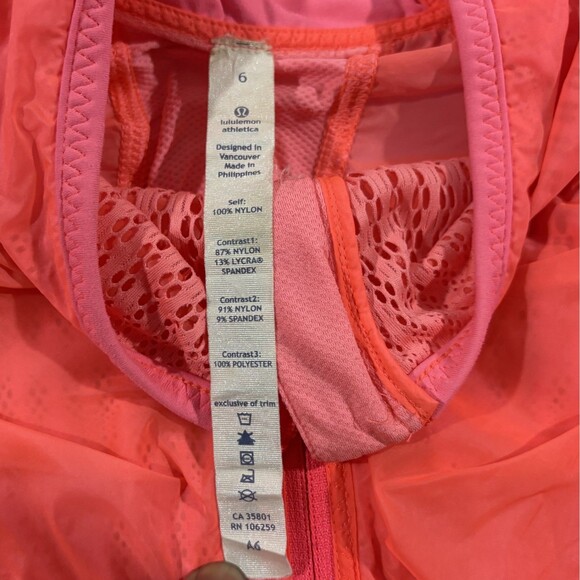 Lululemon Nothing to Hide Jacket Hot Orange Rain Jacket Zip Windbreaker Sz 6 - Picture 10 of 15